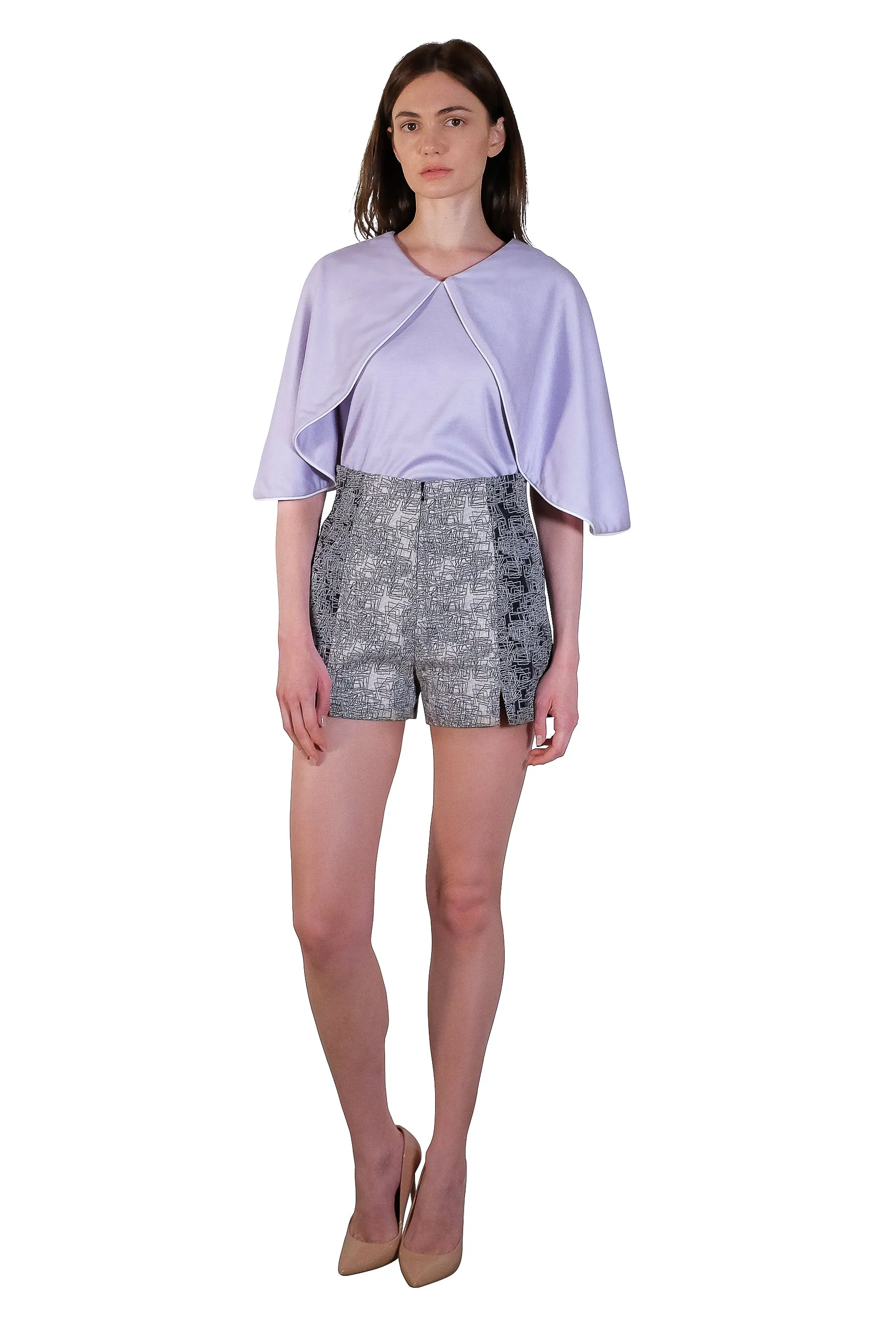Kassy Two-Toned High-wasited Jacquard Shorts