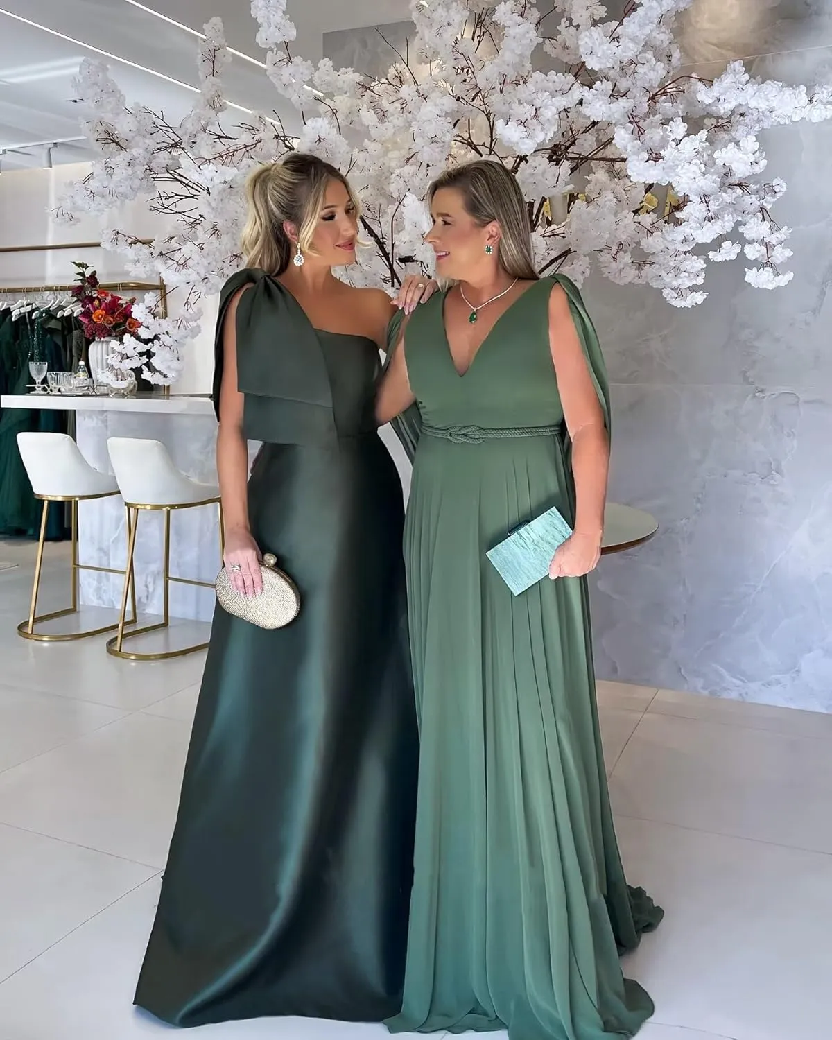 KDTM One Shoulder Mother of The Bride Dresses for Women Long Stain A Line Formal Prom Evening Gowns with Pockets
