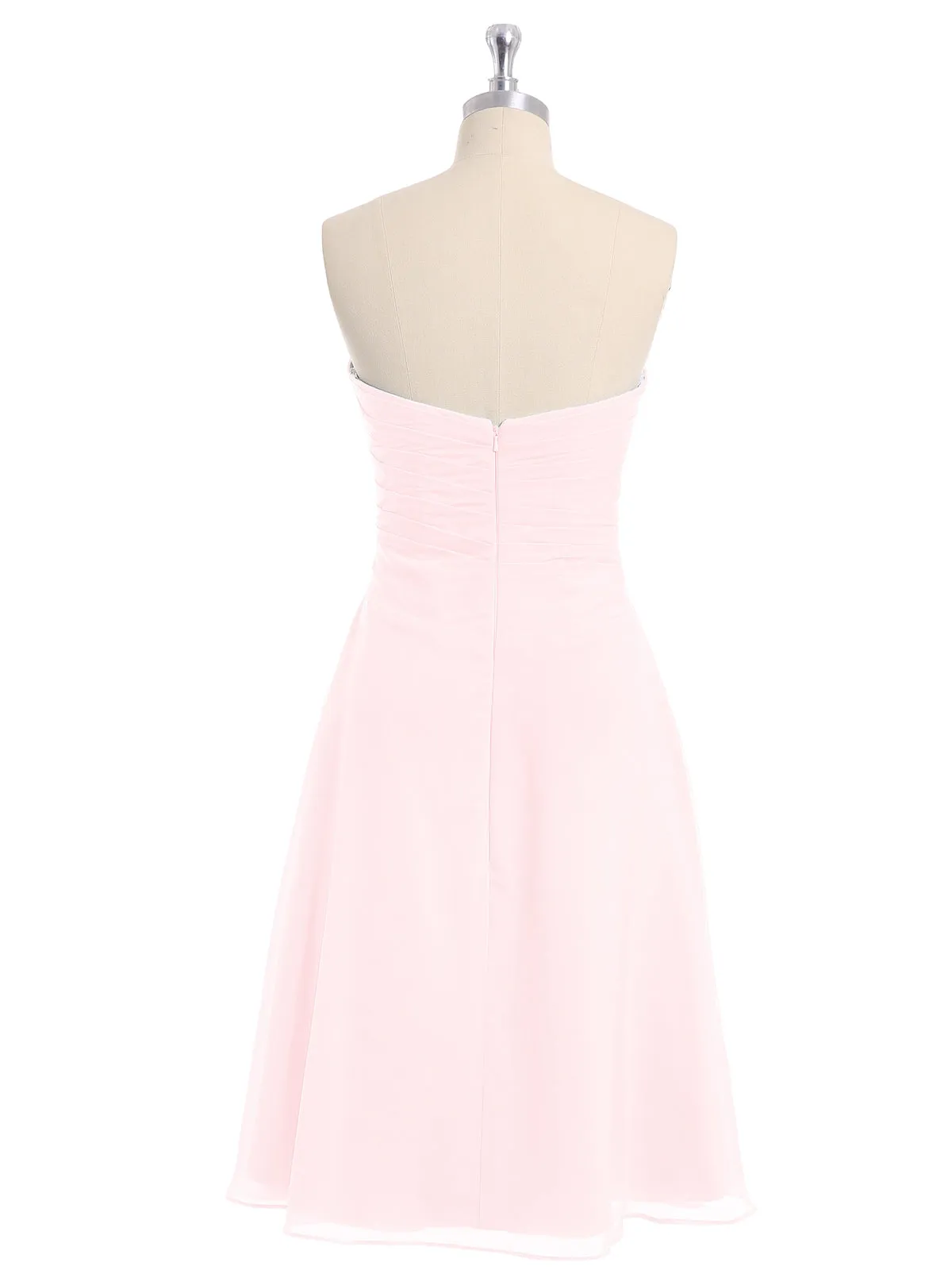 Knee Length Chiffon Dress with Sweetheart Neck-Blushing Pink