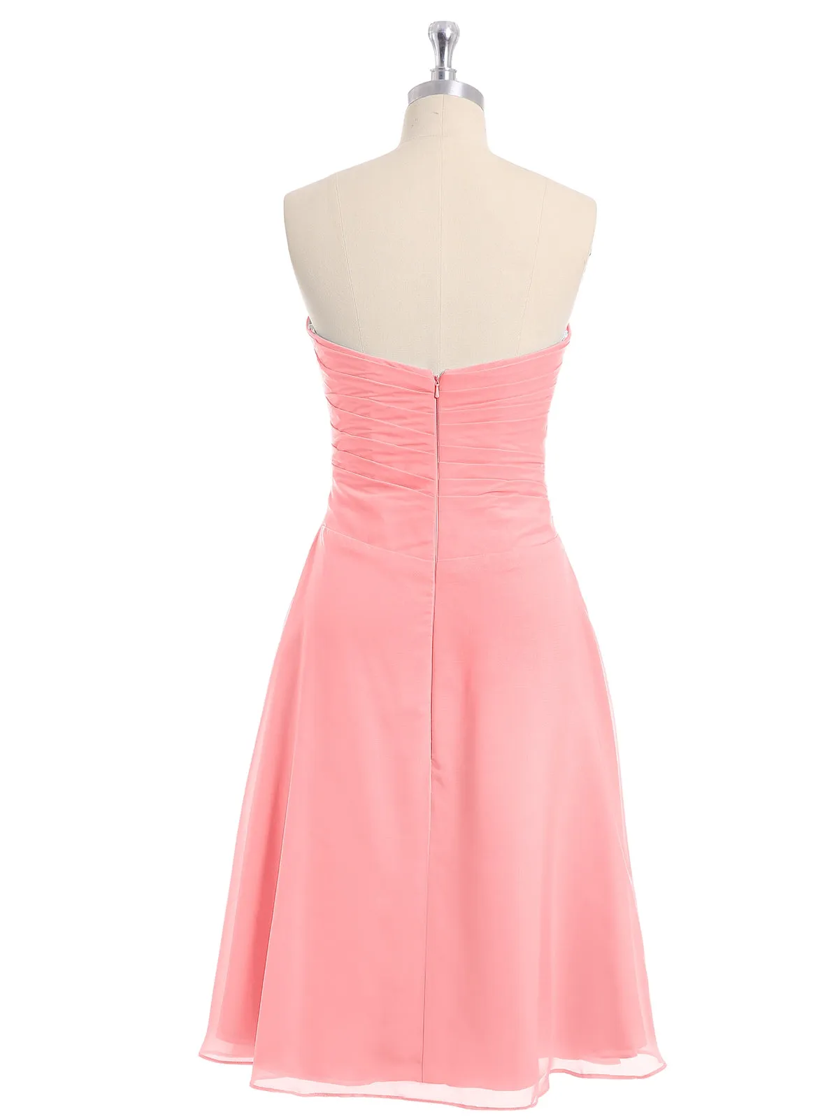 Knee Length Chiffon Dress with Sweetheart Neck-Flamingo