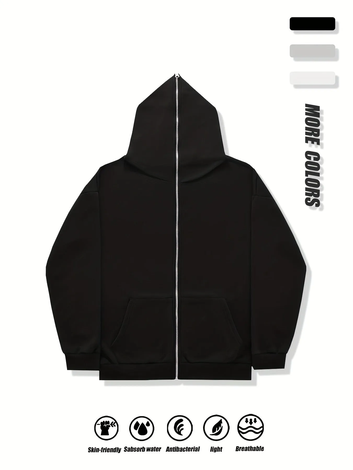 Knit Crafted, Men's Casual Zip-Up Hoodie Jacket - Soft, Comfortable Polyester, Windproof