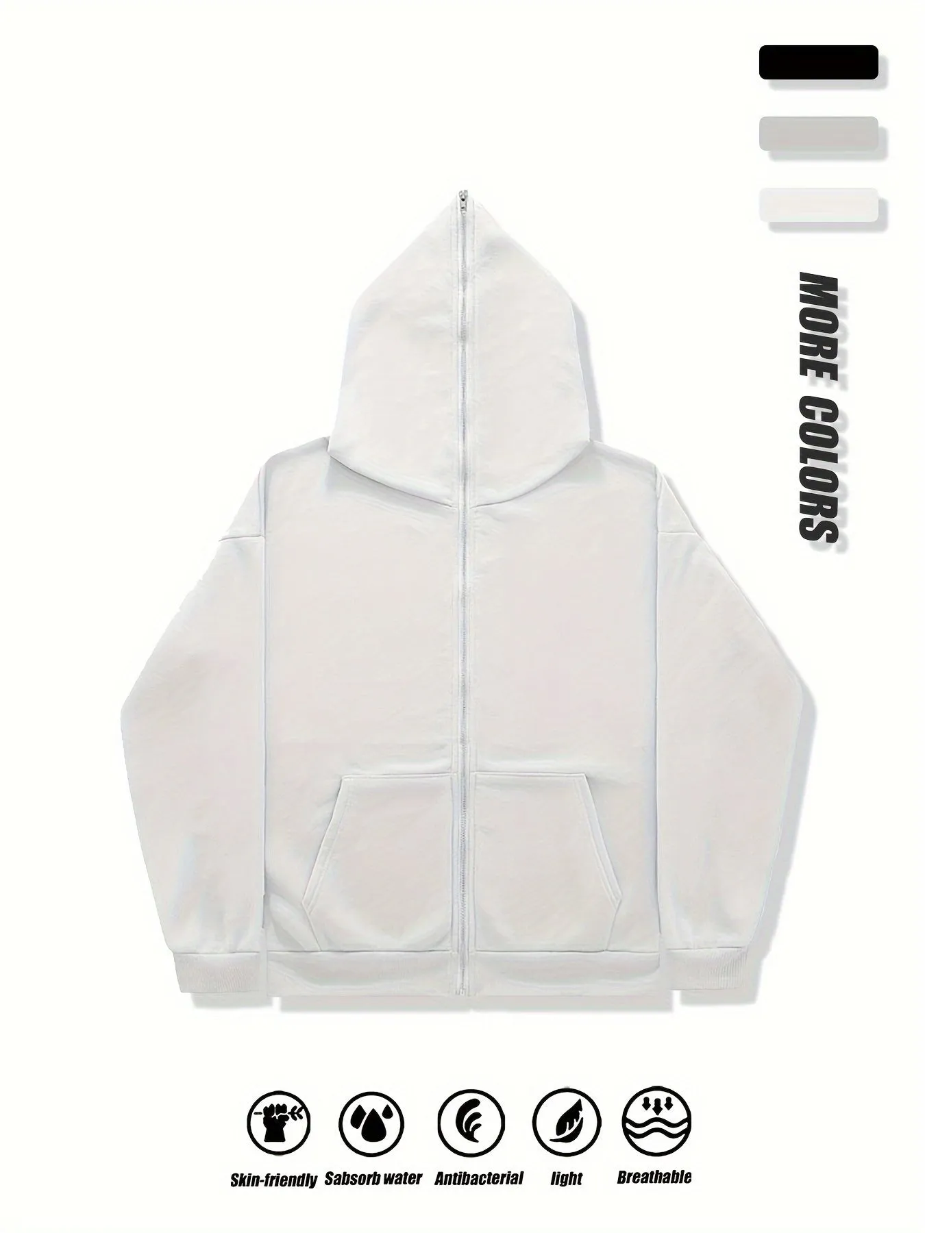 Knit Crafted, Men's Casual Zip-Up Hoodie Jacket - Soft, Comfortable Polyester, Windproof