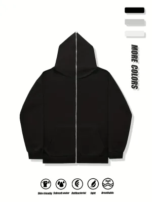 Knit Crafted, Men's Casual Zip-Up Hoodie Jacket - Soft, Comfortable Polyester, Windproof