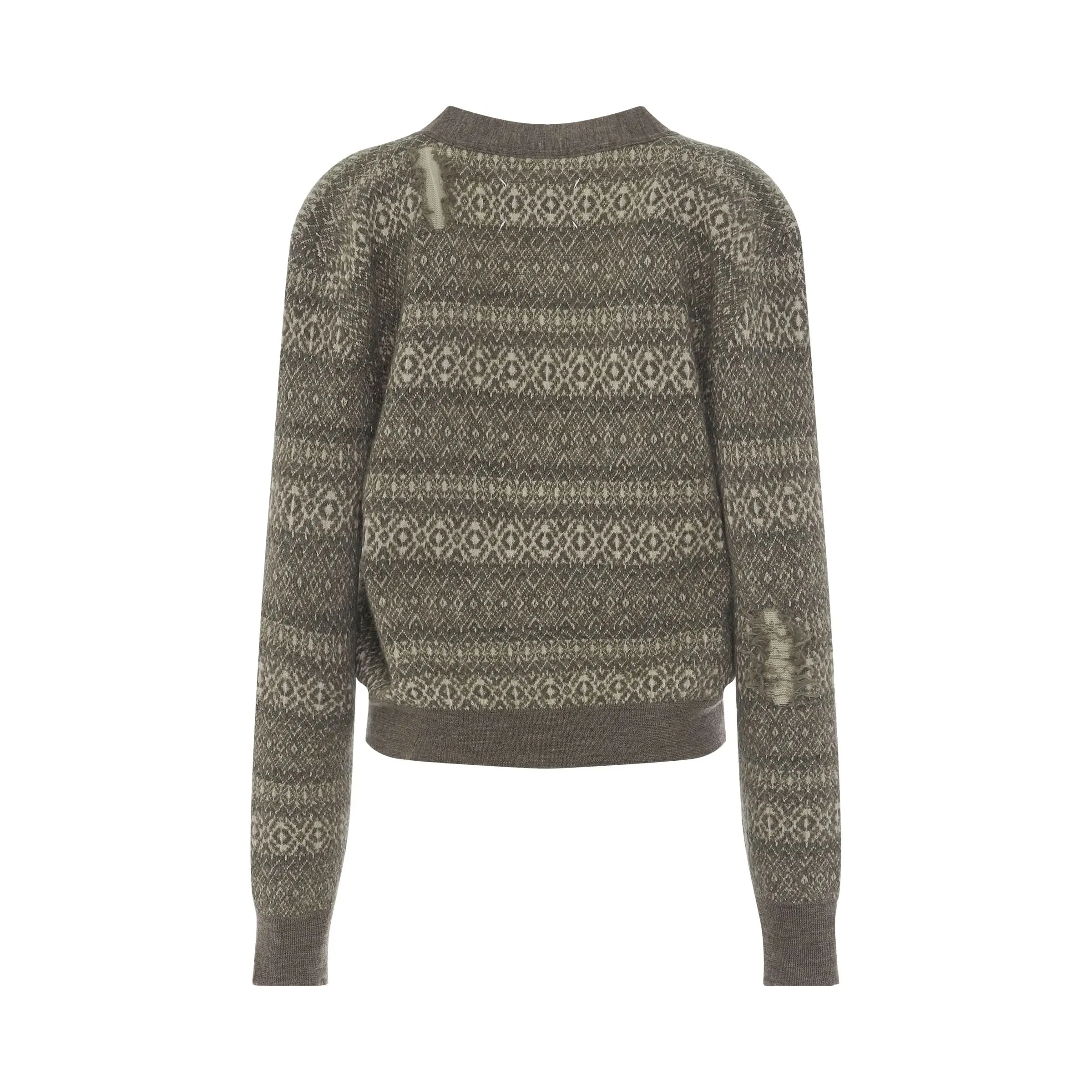Knitted Stripe Long Sleeve Cardigan in Grey