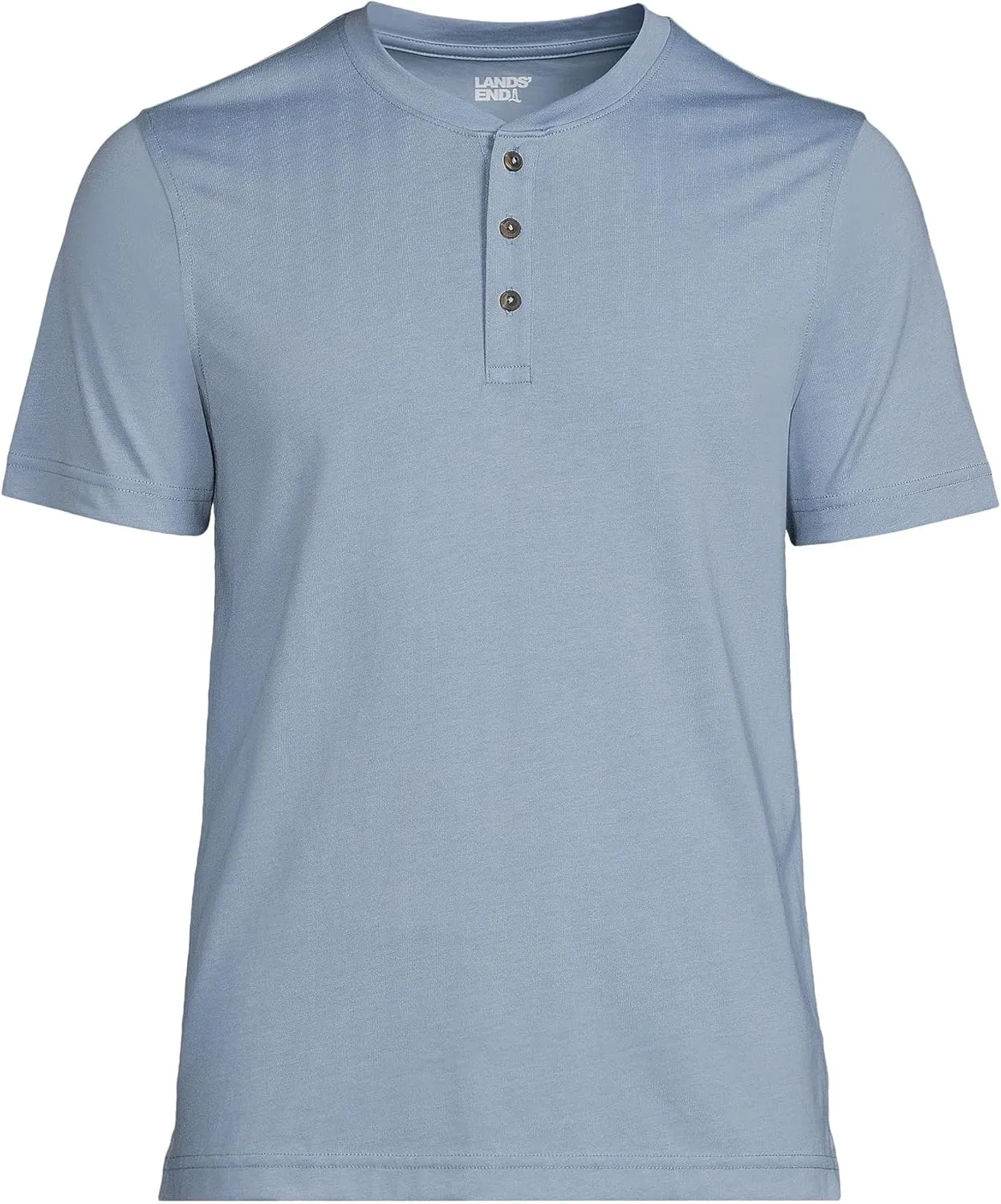 Lands' End Men's Short Sleeve American-Grown Supima Cotton Jersey Henley