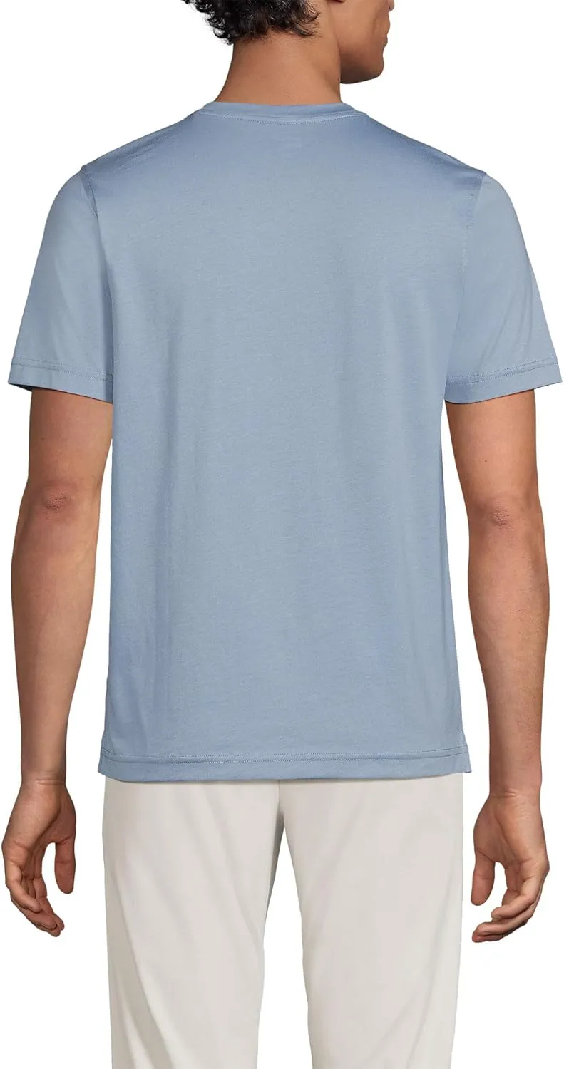 Lands' End Men's Short Sleeve American-Grown Supima Cotton Jersey Henley