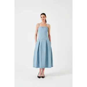 Light Blue Denim Flowy Dress