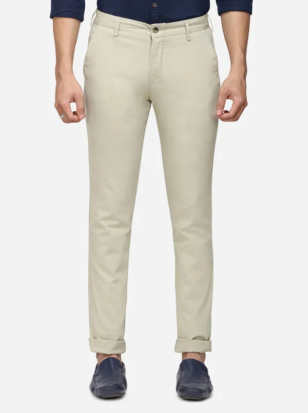 Light Pista Solid Super Slim Fit Casual Trouser | Greenfibre