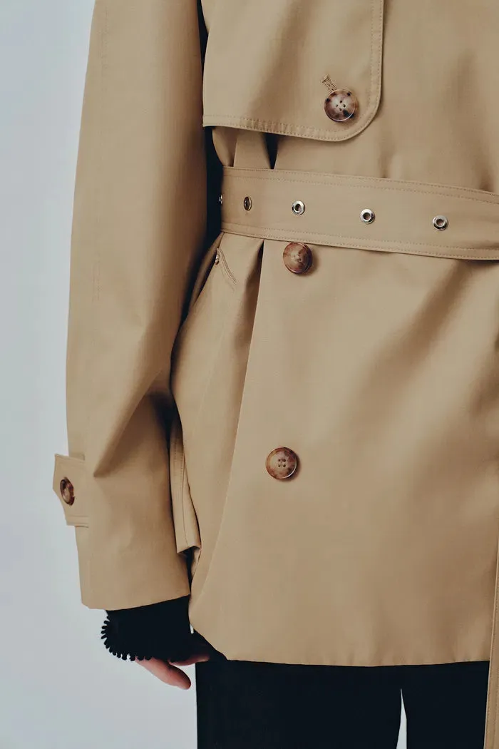 Lina Cropped Trench Coat in Cotton Twill