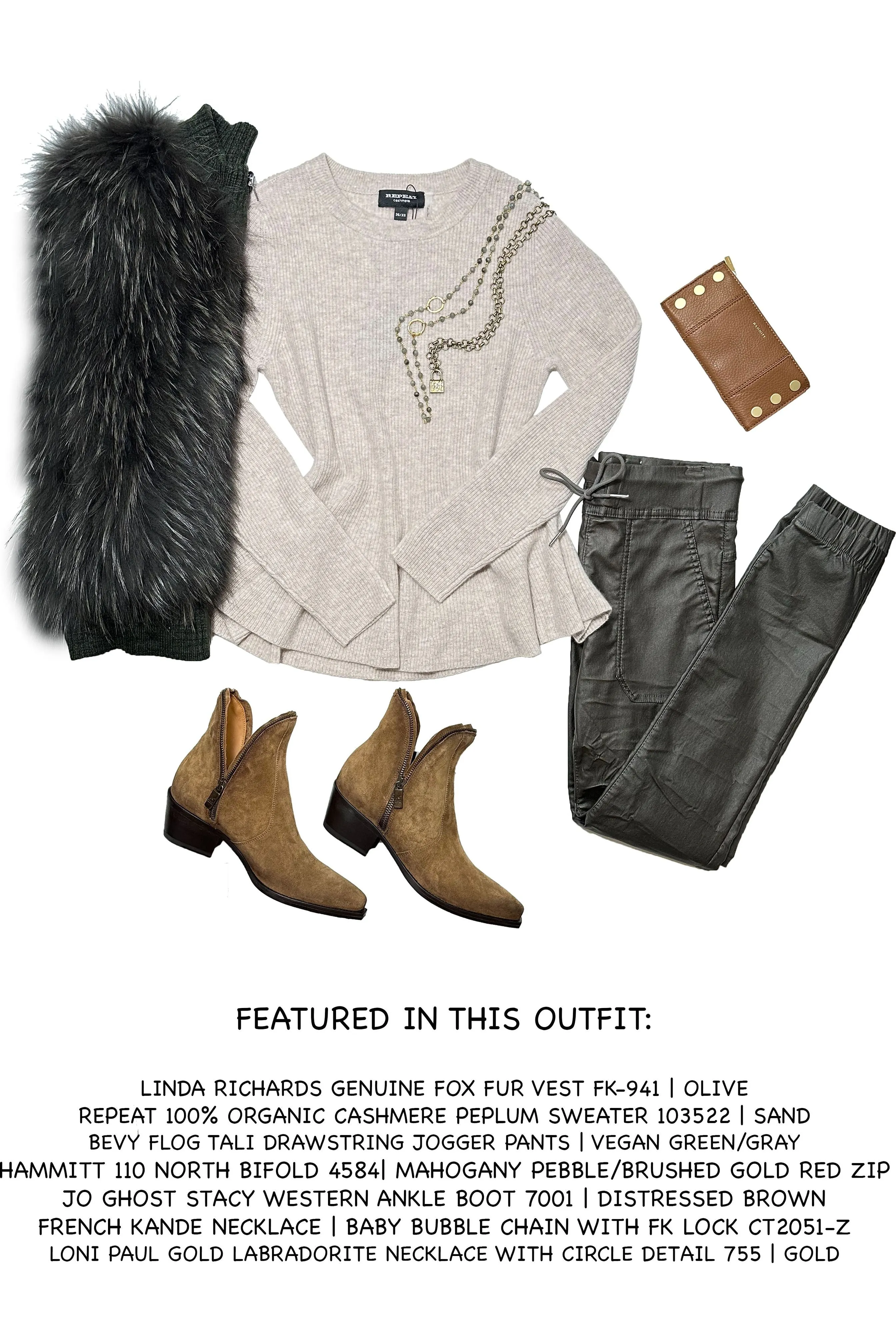Linda Richards Genuine Fox Fur Vest FK-941 | Olive
