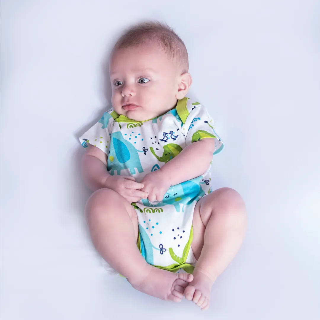 Little Elephant Print Boys Pack of 2 Baby Vests