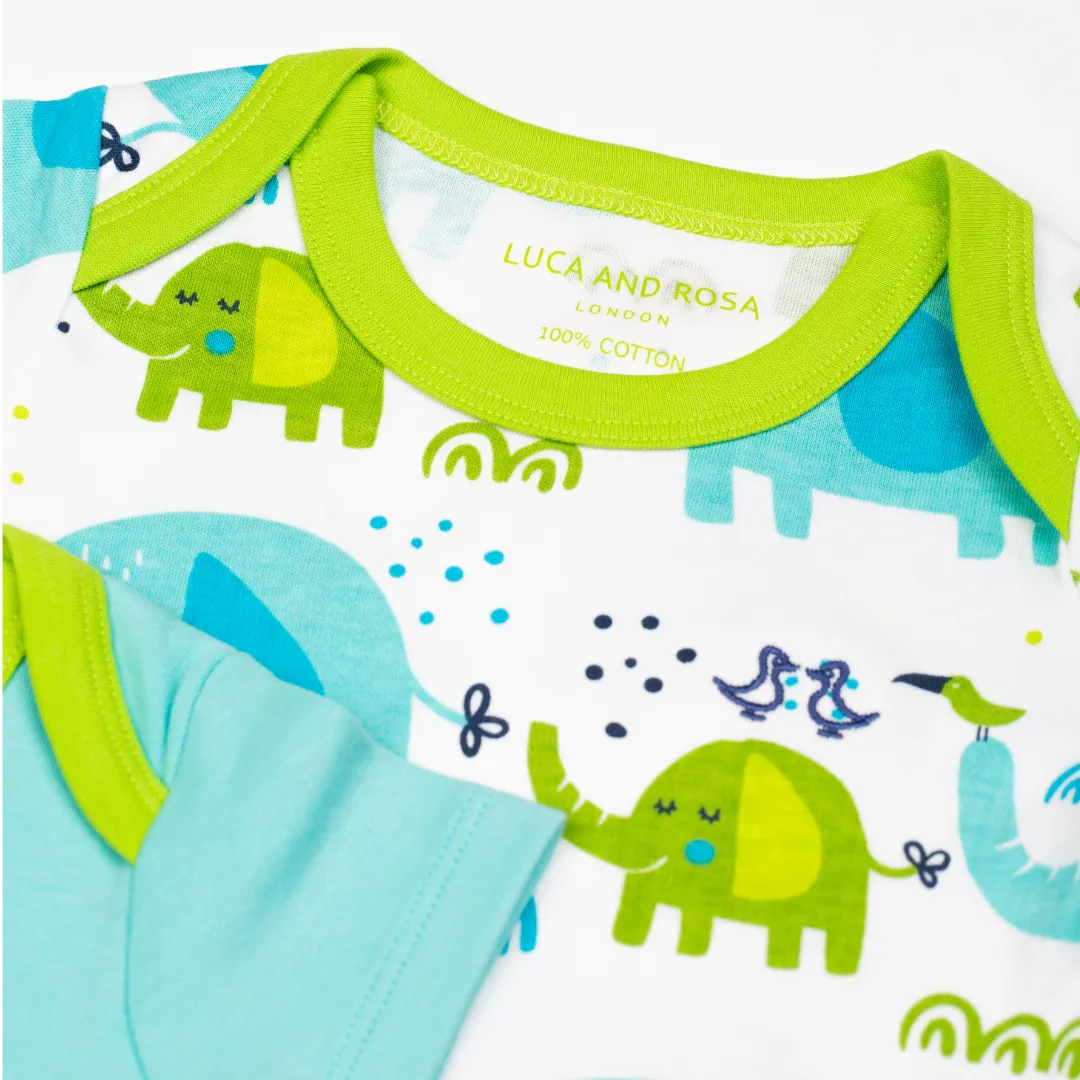 Little Elephant Print Boys Pack of 2 Baby Vests