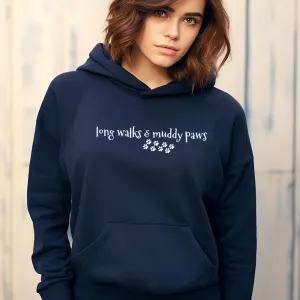 Long Walks and Muddy Paws Hoodie - Navy Size M - UK 14 (40")