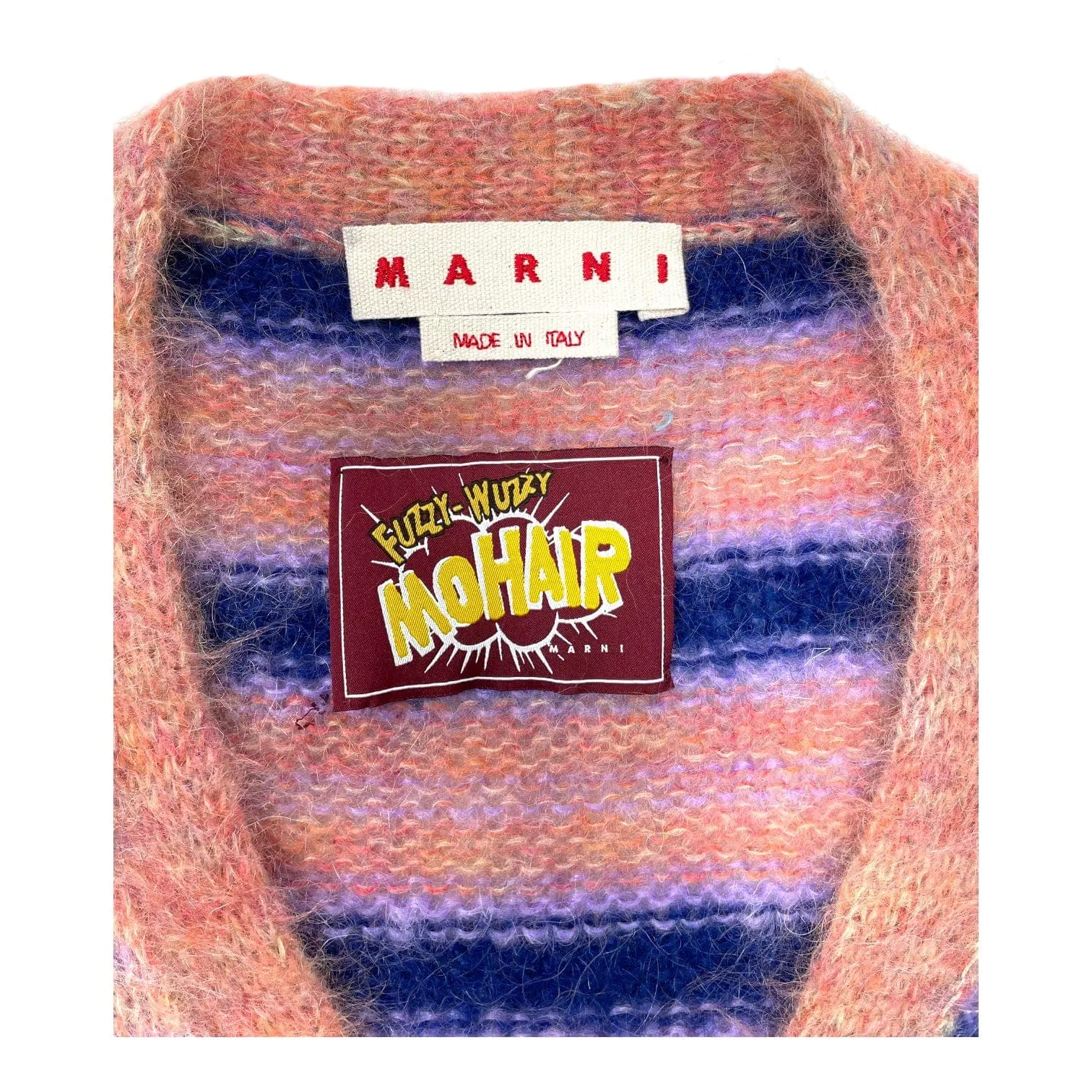 Marni Striped Mohair Cardigan Pink Purple Pre-Owned