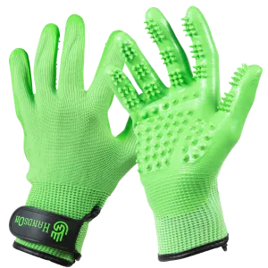 Medium Green Deshedding Gloves by HandsOn Gloves