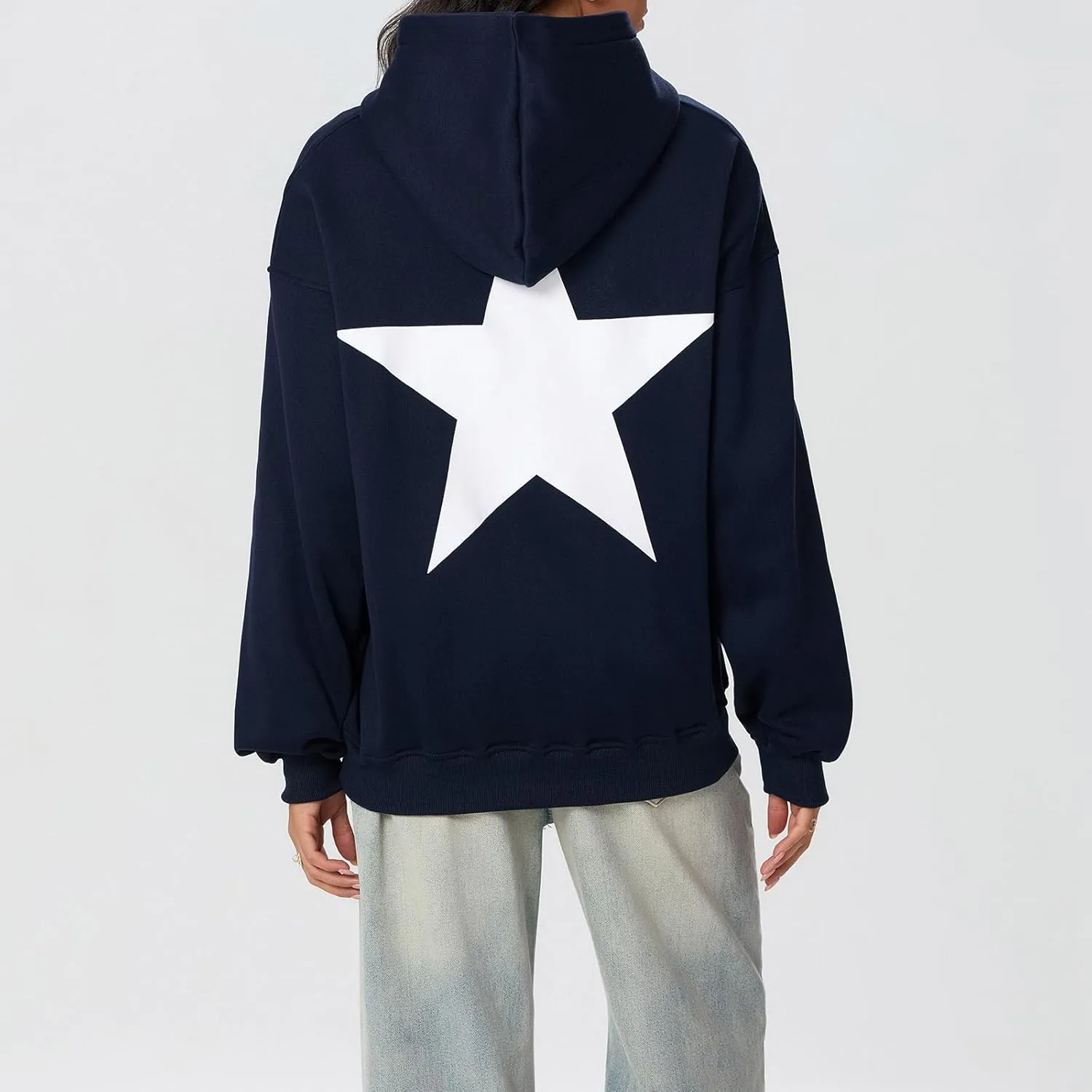 Meiweileya Womens Y2k Oversized Graphic Star Preppy Hoodies Sweatshirt Aesthetic Pullover Pockets Long Sleeve