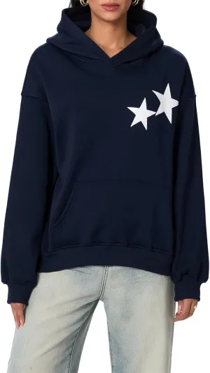Meiweileya Womens Y2k Oversized Graphic Star Preppy Hoodies Sweatshirt Aesthetic Pullover Pockets Long Sleeve
