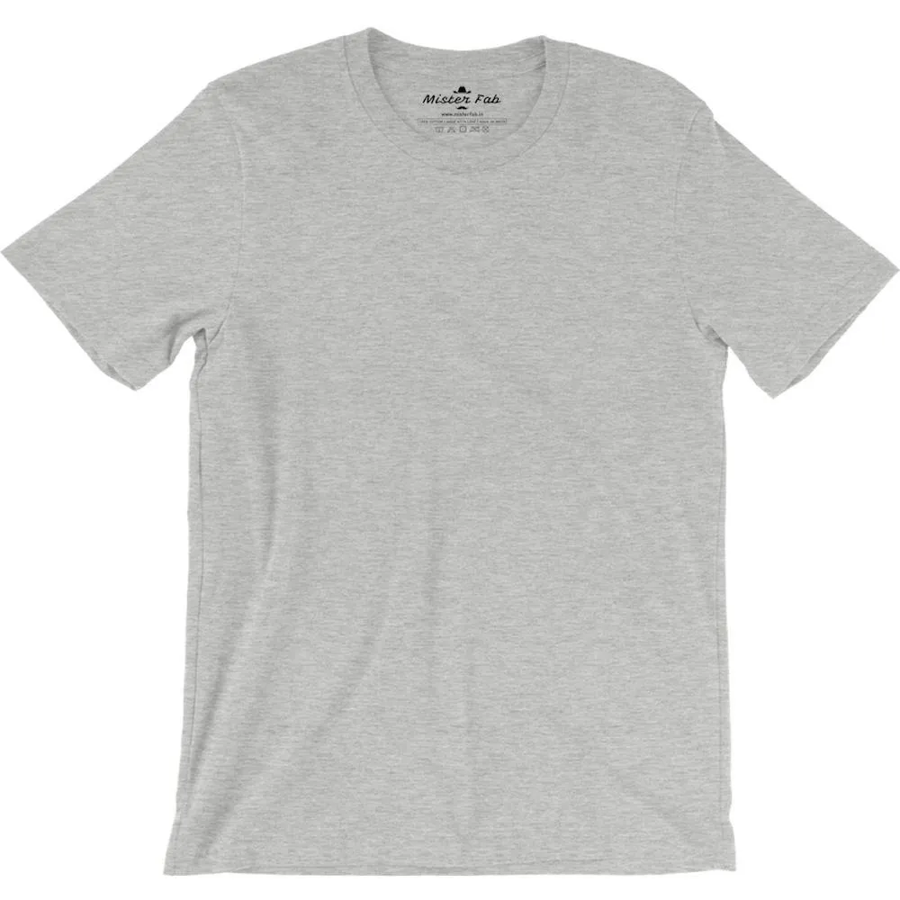 Melange Grey Plain round Neck T-Shirts