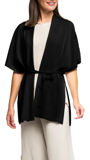 Melinda Belted Dropped Shoulder Cardigan; Black