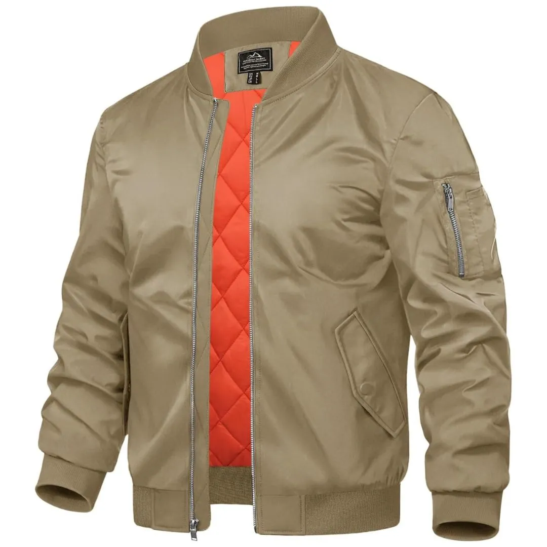 Men's Bomber Jacket Windbreaker Thermal Warm Winter Padded Coats