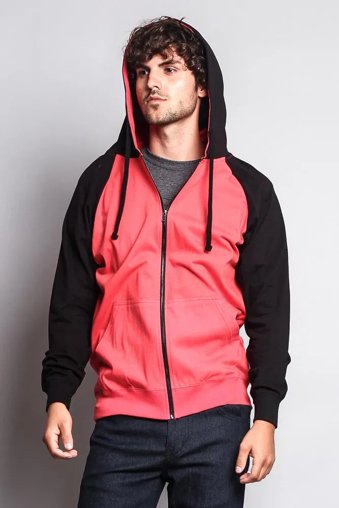 Men's Contrasting Zip Up Hoodie