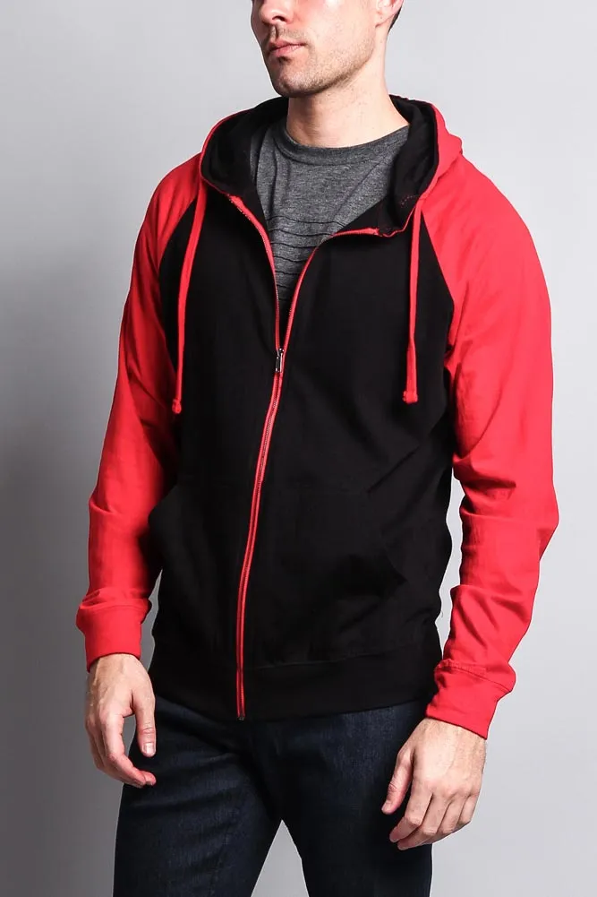 Men's Contrasting Zip Up Hoodie