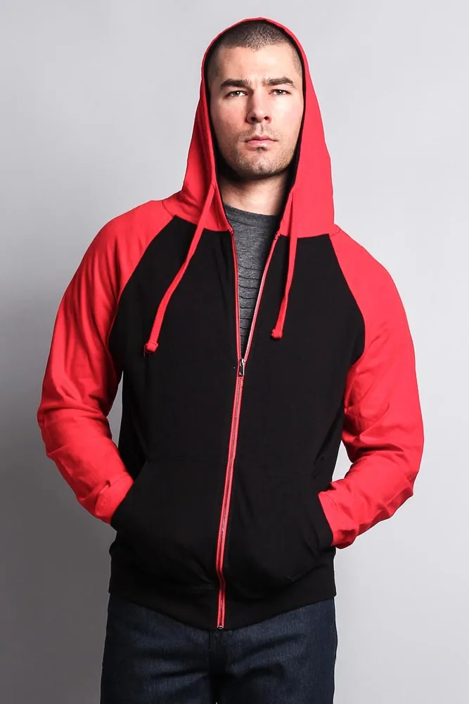 Men's Contrasting Zip Up Hoodie
