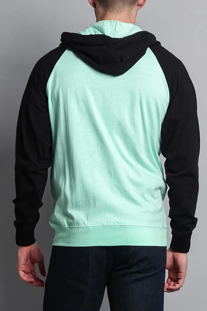 Men's Contrasting Zip Up Hoodie