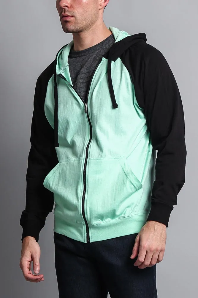 Men's Contrasting Zip Up Hoodie