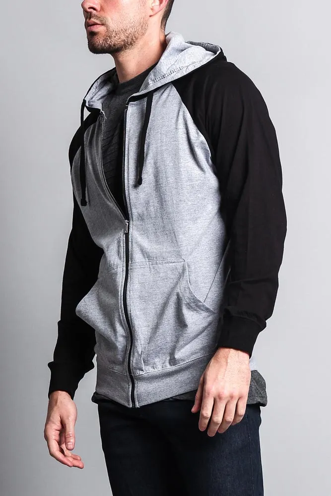 Men's Contrasting Zip Up Hoodie
