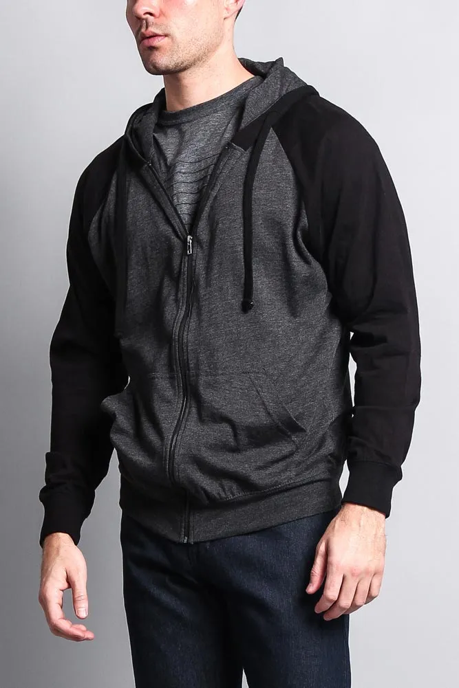 Men's Contrasting Zip Up Hoodie