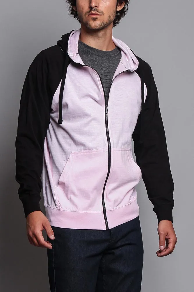 Men's Contrasting Zip Up Hoodie
