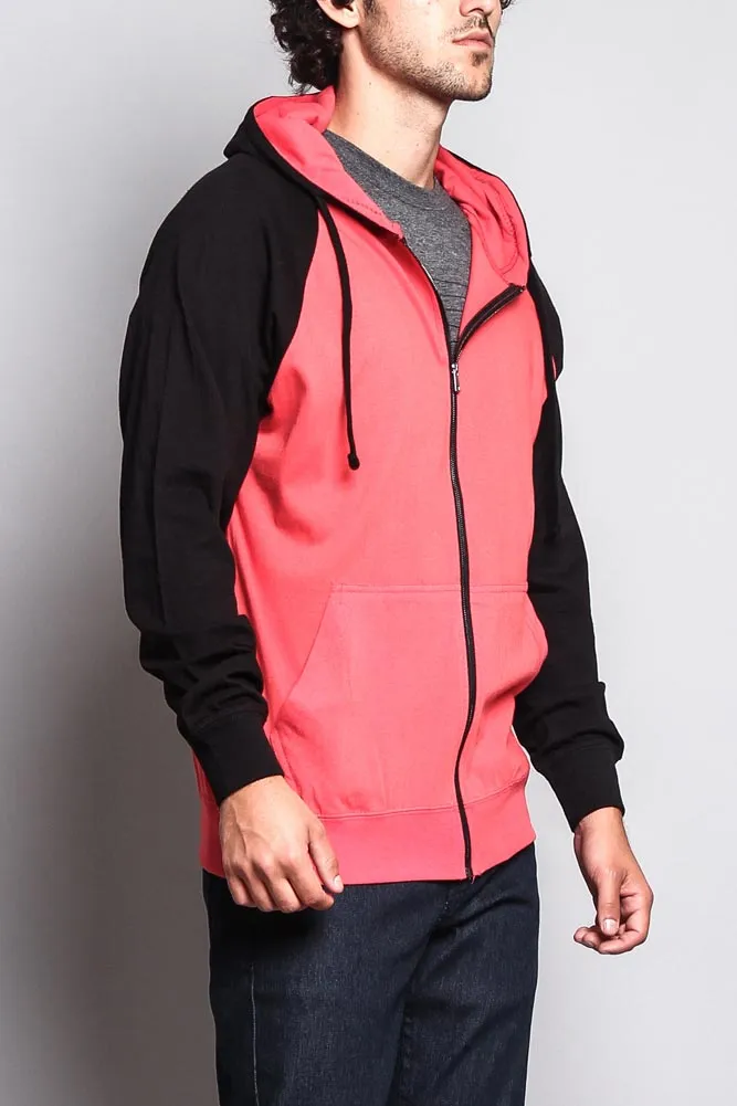 Men's Contrasting Zip Up Hoodie
