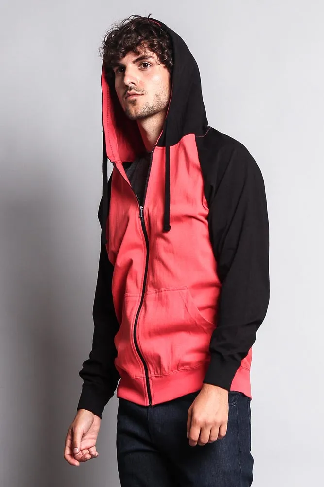 Men's Contrasting Zip Up Hoodie