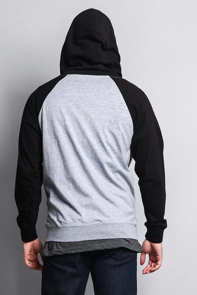 Men's Contrasting Zip Up Hoodie
