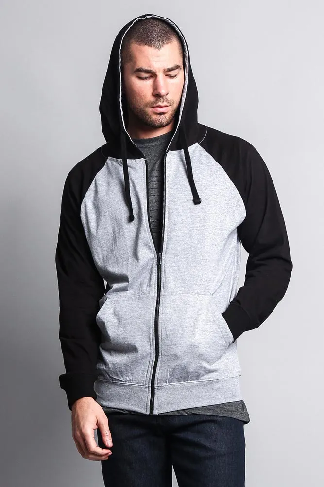 Men's Contrasting Zip Up Hoodie