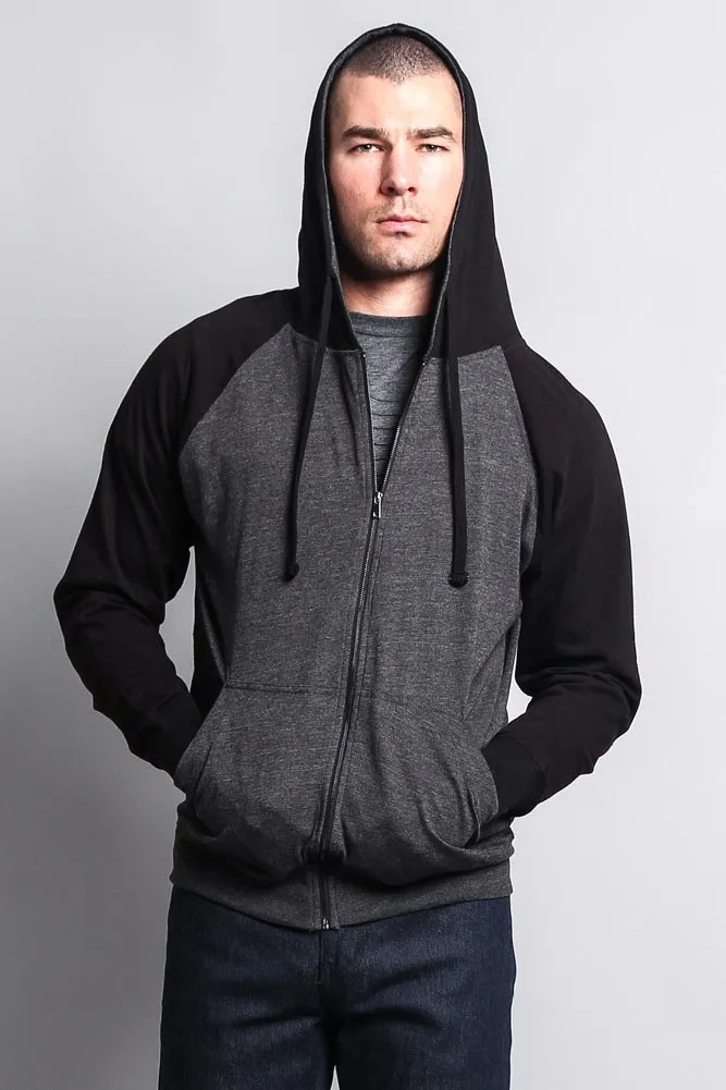 Men's Contrasting Zip Up Hoodie