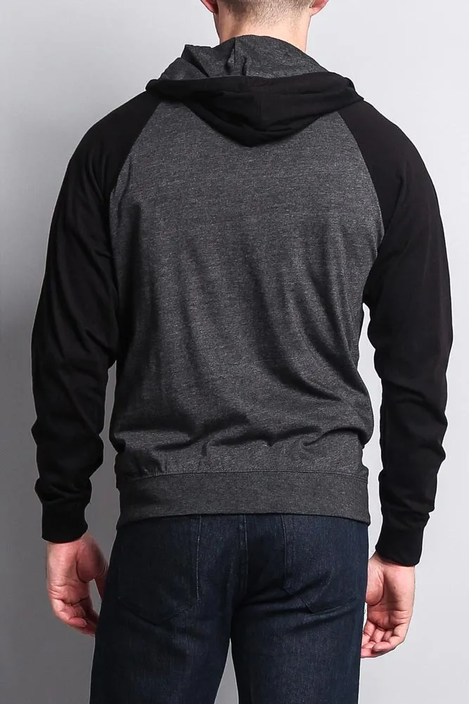 Men's Contrasting Zip Up Hoodie