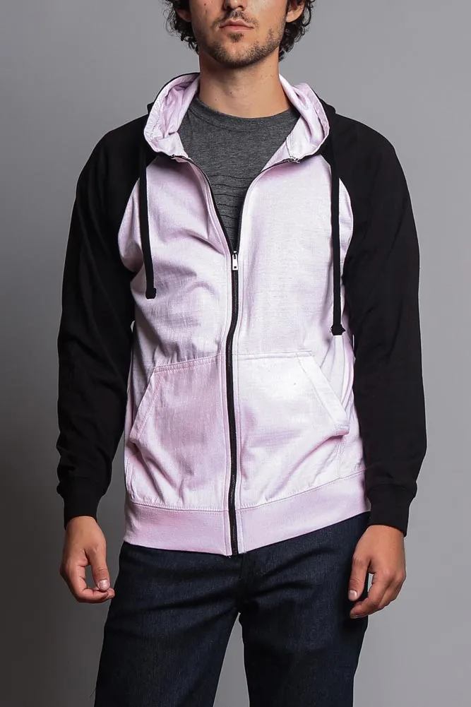 Men's Contrasting Zip Up Hoodie