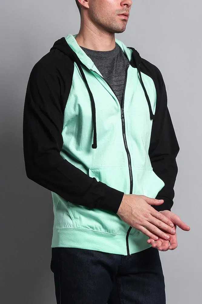 Men's Contrasting Zip Up Hoodie