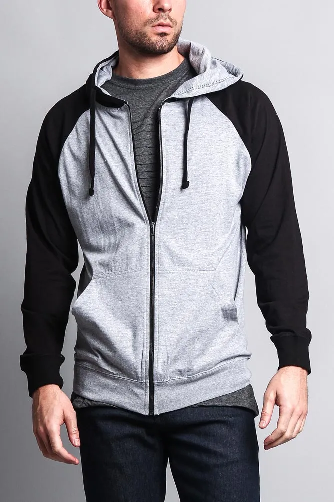 Men's Contrasting Zip Up Hoodie