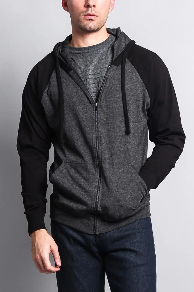 Men's Contrasting Zip Up Hoodie