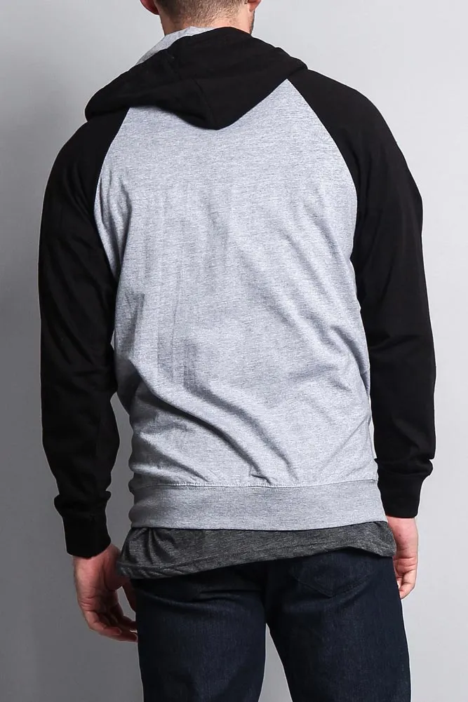 Men's Contrasting Zip Up Hoodie