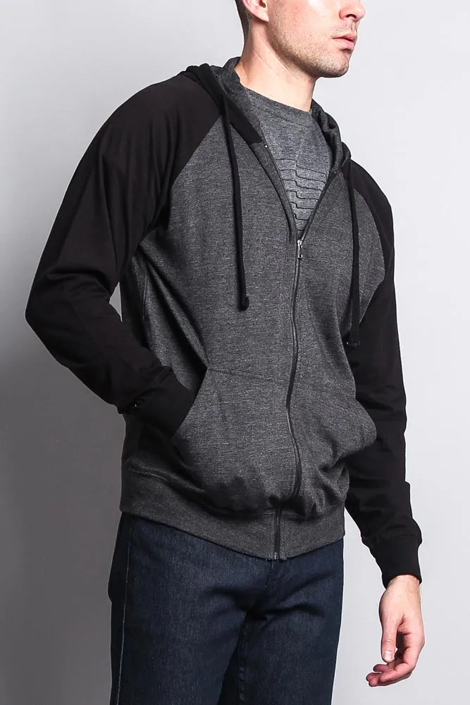 Men's Contrasting Zip Up Hoodie