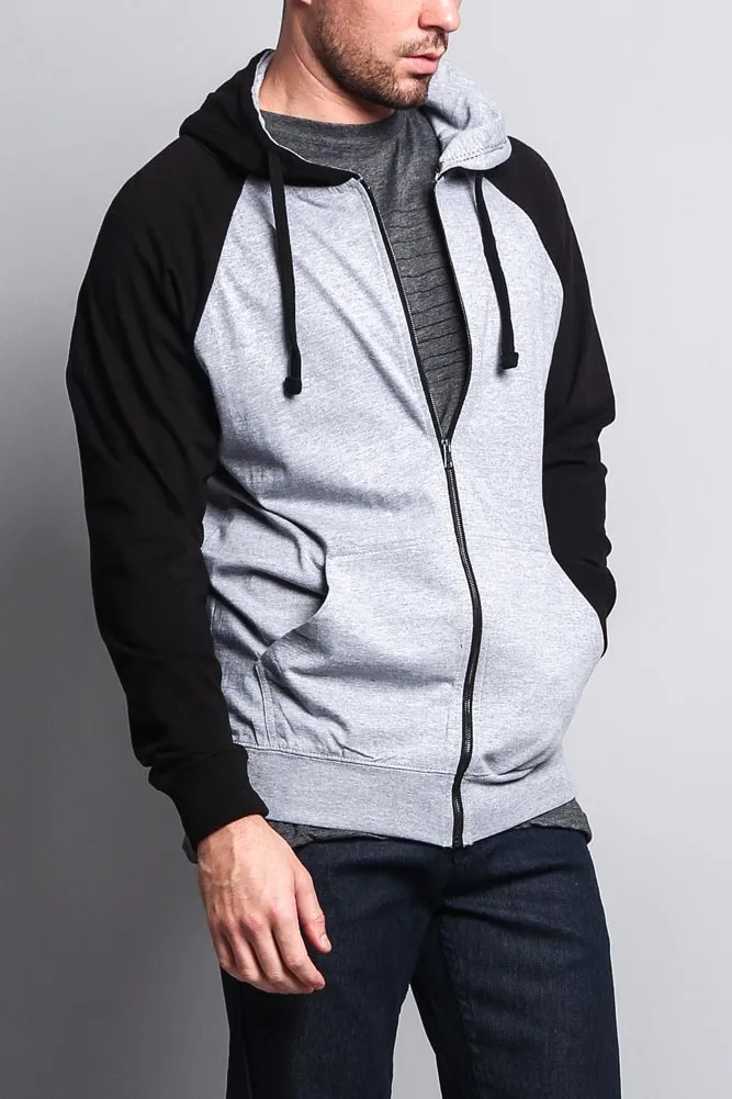 Men's Contrasting Zip Up Hoodie