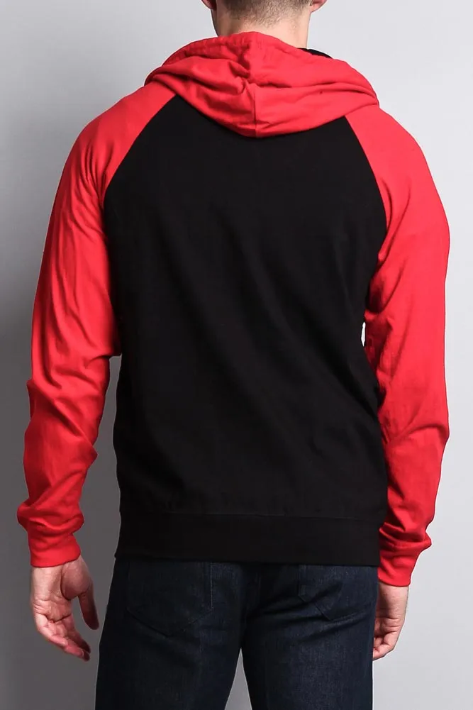 Men's Contrasting Zip Up Hoodie