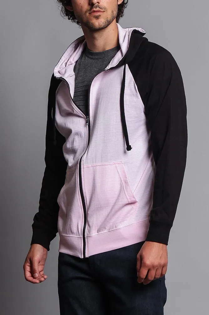 Men's Contrasting Zip Up Hoodie