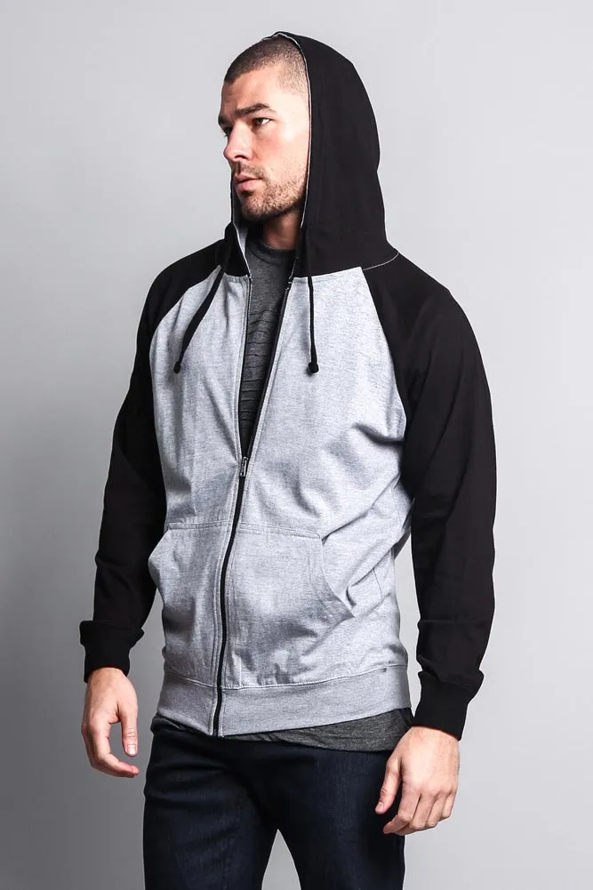 Men's Contrasting Zip Up Hoodie
