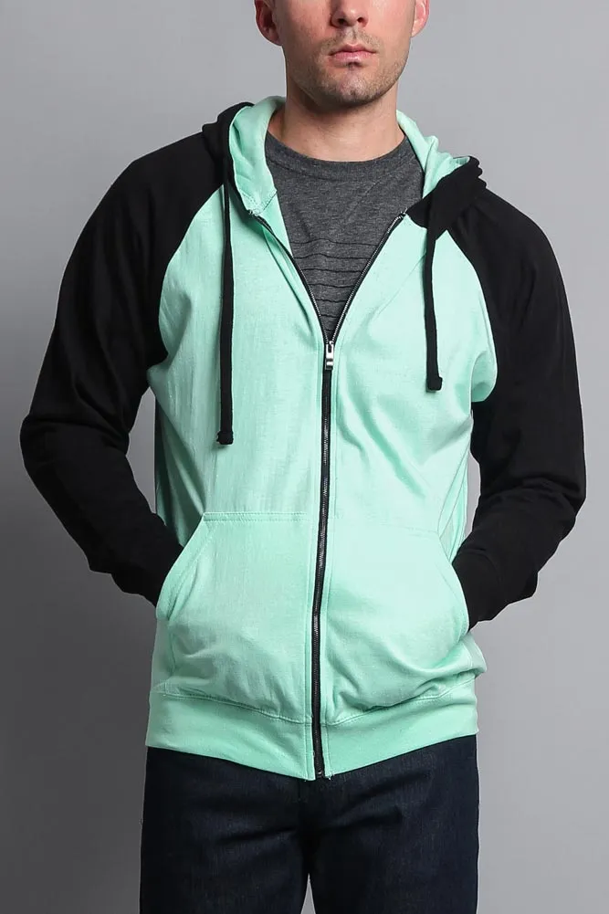 Men's Contrasting Zip Up Hoodie