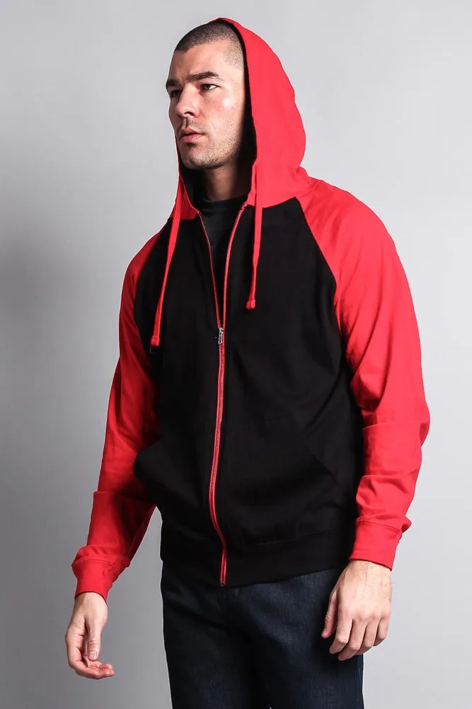 Men's Contrasting Zip Up Hoodie